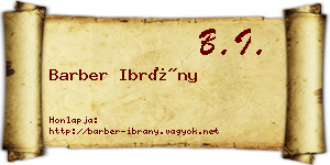 Barber Ibrány névjegykártya